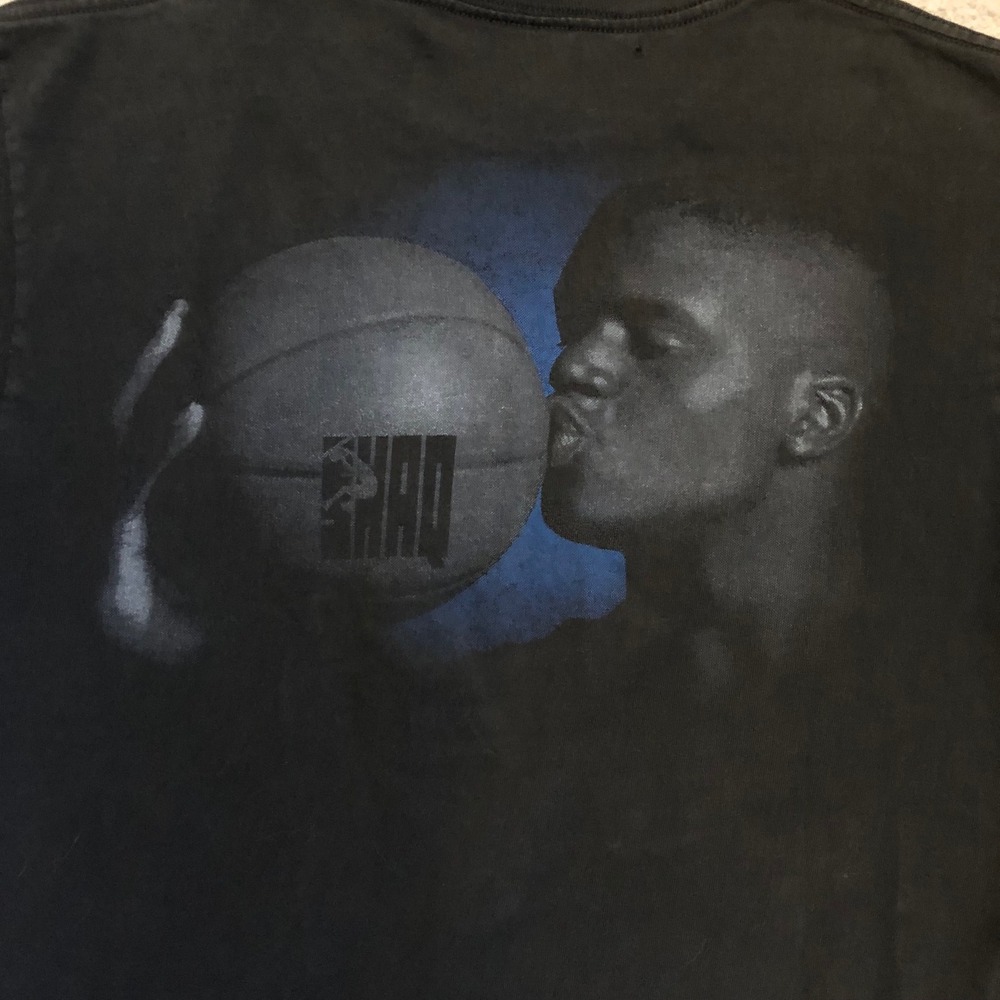 90s Vtg‎ Shaq Reebok Take Care Of Your Baby T-Shirt Black XS/S Shaquille O'Neal